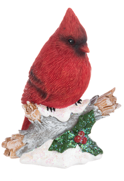 CARDINAL ON BRANCH FIGURINE – Copper Canyon Christmas
