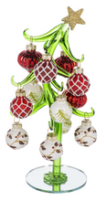 Load image into Gallery viewer, GLASS SLANTED CHRISTMAS TREE WITH ORNAMENTS
