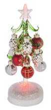 Load image into Gallery viewer, RED &amp; WHITE CHRISTMAS TREE WITH ORNAMENTS WITH LIGHT UP BASE
