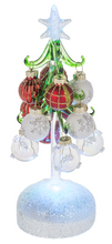Load image into Gallery viewer, RED &amp; WHITE CHRISTMAS TREE WITH ORNAMENTS WITH LIGHT UP BASE
