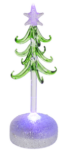 RED & WHITE CHRISTMAS TREE WITH ORNAMENTS WITH LIGHT UP BASE