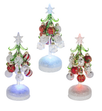 Load image into Gallery viewer, RED &amp; WHITE CHRISTMAS TREE WITH ORNAMENTS WITH LIGHT UP BASE
