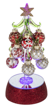 Load image into Gallery viewer, RED &amp; GOLD CHRISTMAS TREE WITH ORNAMENTS AND LIGHT UP BASE
