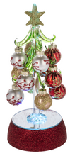 Load image into Gallery viewer, RED &amp; GOLD CHRISTMAS TREE WITH ORNAMENTS AND LIGHT UP BASE
