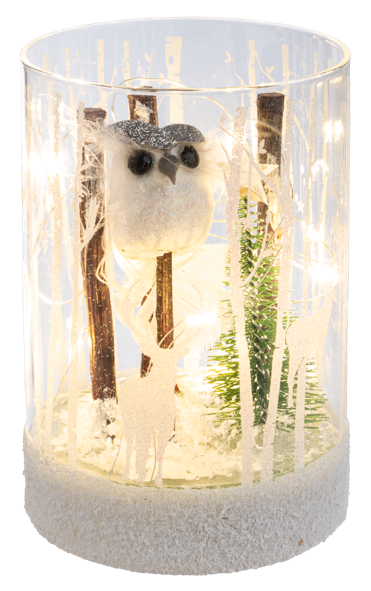OWL AND CHRISTMAS TREE LIGHT UP DECOR - SMALL