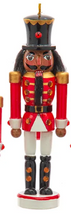 Load image into Gallery viewer, WOODEN RED &amp; WHITE AFRICAN AMERICAN NUTCRACKER ORNAMENT
