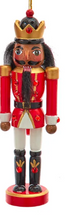 Load image into Gallery viewer, WOODEN RED &amp; WHITE AFRICAN AMERICAN NUTCRACKER ORNAMENT
