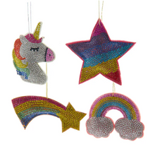 Load image into Gallery viewer, BEDAZZLED UNICORN, RAINBOW OR STAR ORNAMENT
