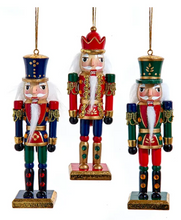 Load image into Gallery viewer, GOLD, RED &amp; BLUE NUTCRACKER ORNAMENT
