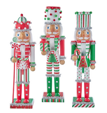 Load image into Gallery viewer, RED, GREEN &amp; WHITE WITH STRIPES &amp; POLKA DOTS NUTCRACKER
