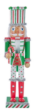 Load image into Gallery viewer, RED, GREEN &amp; WHITE WITH STRIPES &amp; POLKA DOTS NUTCRACKER
