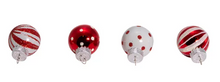 Load image into Gallery viewer, MINIATURE RED AND WHITE GLASS BALL ORNAMENTS - 12-PIECE BOX SET
