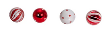 Load image into Gallery viewer, MINIATURE RED AND WHITE GLASS BALL ORNAMENTS - 12-PIECE BOX SET
