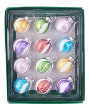 Load image into Gallery viewer, 25MM BRIGHT MULTICOLORED GLASS BALL ORNAMENTS - 12-PIECE BOX SET
