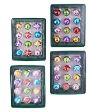 Load image into Gallery viewer, 25MM BRIGHT MULTICOLORED GLASS BALL ORNAMENTS - 12-PIECE BOX SET
