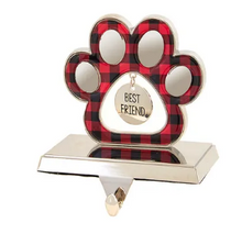Load image into Gallery viewer, RED &amp; BLACK MIRRORED DOG BONE &amp; PAW STOCKING HOLDER
