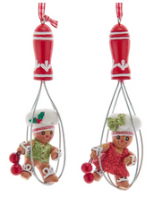 Load image into Gallery viewer, GINGERBREAD BOY OR GIRL ON WHISK ORNAMENT
