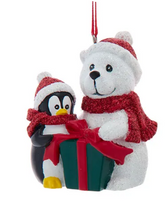 Load image into Gallery viewer, WHITE BEAR WITH PENGUIN ORNAMENT
