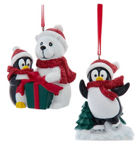 Load image into Gallery viewer, WHITE BEAR WITH PENGUIN ORNAMENT
