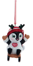 Load image into Gallery viewer, POLAR BEAR AND PENGUIN DRESSED IN PAJAMAS ORNAMENT

