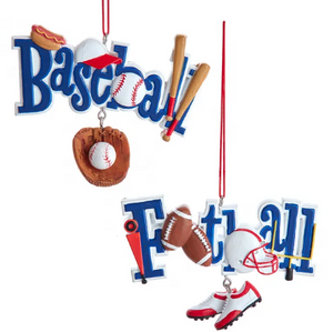 FOOTBALL OR BASEBALL WORD ORNAMENT