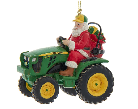 JOHN DEERE 4052M WITH SANTA ORNAMENT