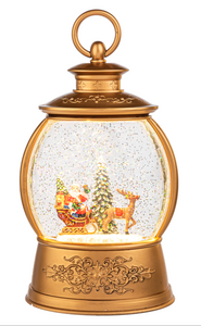 LED LIGHT UP SHIMMER SANTA IN SLEIGH LANTERN