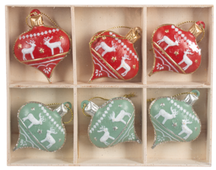 DEER DROP ORNAMENT BOXED SET OF 6