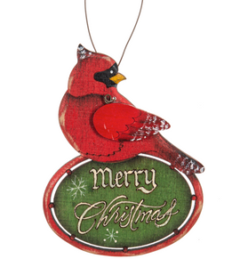 WOODEN CARDINAL ORNAMENT