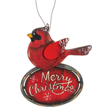 Load image into Gallery viewer, WOODEN CARDINAL ORNAMENT
