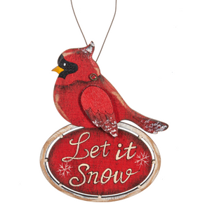 WOODEN CARDINAL ORNAMENT