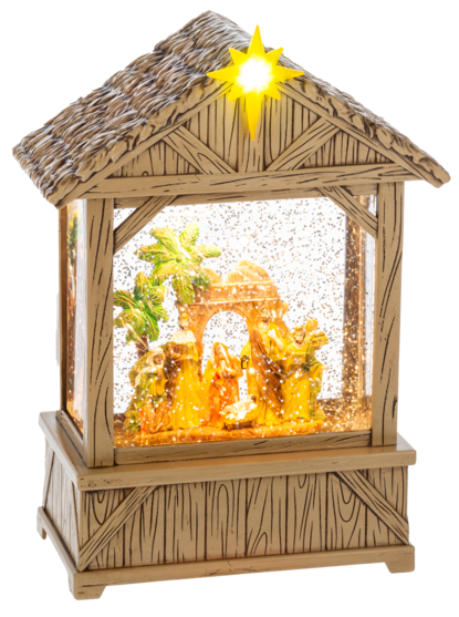 LED LIGHT UP SHIMMER HOLY FAMILY LANTERN
