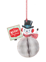 Load image into Gallery viewer, PAPER SNOWMAN OR SANTA ORNAMENT
