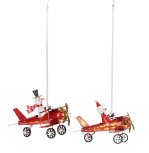 BOUNCY FLYING SANTA OR SNOWMAN ORNAMENT