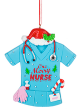 Load image into Gallery viewer, NURSE ORNAMENT - ONE MERRY NURSE OR SAVING LIVES
