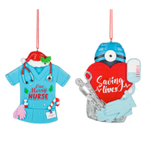 Load image into Gallery viewer, NURSE ORNAMENT - ONE MERRY NURSE OR SAVING LIVES
