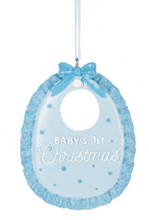 Load image into Gallery viewer, BABY BIB ORNAMENT - BABY&#39;S 1ST CHRISTMAS
