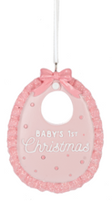 Load image into Gallery viewer, BABY BIB ORNAMENT - BABY&#39;S 1ST CHRISTMAS
