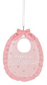 BABY BIB ORNAMENT - BABY'S 1ST CHRISTMAS