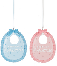 Load image into Gallery viewer, BABY BIB ORNAMENT - BABY&#39;S 1ST CHRISTMAS
