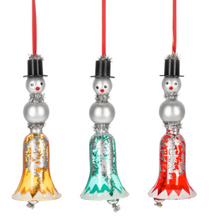 Load image into Gallery viewer, GLASS VINTAGE SNOWMAN BELL ORNAMENT

