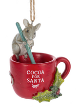 Load image into Gallery viewer, HOLIDAY MOUSE IN TEACUP ORNAMENT
