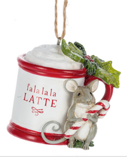 Load image into Gallery viewer, HOLIDAY MOUSE IN TEACUP ORNAMENT
