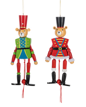 Load image into Gallery viewer, WOOD TURNED BEAR NUTCRACKER ORNAMENT
