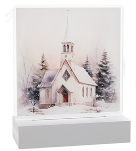 LED LIGHT UP WINTER CHURCH TABLETOP DÉCOR