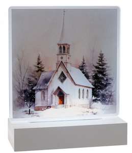 LED LIGHT UP WINTER CHURCH TABLETOP DÉCOR