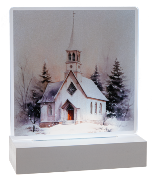 LED LIGHT UP WINTER CHURCH TABLETOP DÉCOR