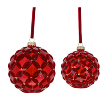 Load image into Gallery viewer, GLASS FLOCKED BASKET WEAVE BALL ORNAMENT SET
