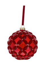 Load image into Gallery viewer, GLASS FLOCKED BASKET WEAVE BALL ORNAMENT SET
