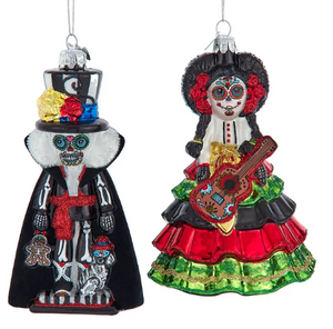 NOBLE GEMS™ GLASS DAY OF THE DEAD GIRL OR BOY ORNAMENT